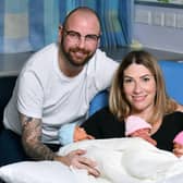 Proud mum and dad Fiona and Ricki Zebik with Louie, Raye and Romy. Pic: Michael Gillen