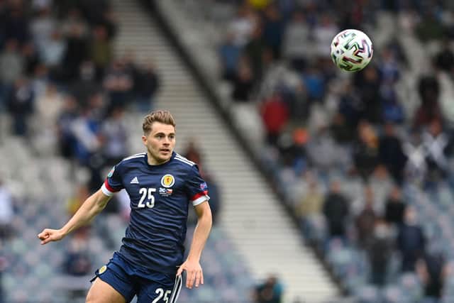 Celtic winger James Forrest looked lively as a substitute in the second half against Czech Republic to stake his claim for a starting place against England. (Photo by PAUL ELLIS/POOL/AFP via Getty Images)