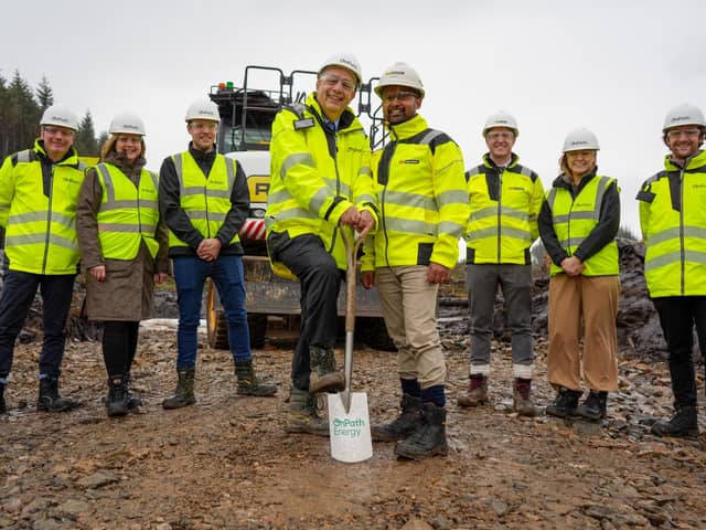(L-R) Michael Brady (OnPath Energy), Lorna Hull (OnPath Energy), Alan Wells (OnPath Energy), Construction Director Martin Kellerman (OnPath Energy), Shakthivelu Thanghavel (RJ McLeod), Lorcan Hayes (RJ McLeod), Mhairi Grossett and Michael Newton (OnPath Energy).