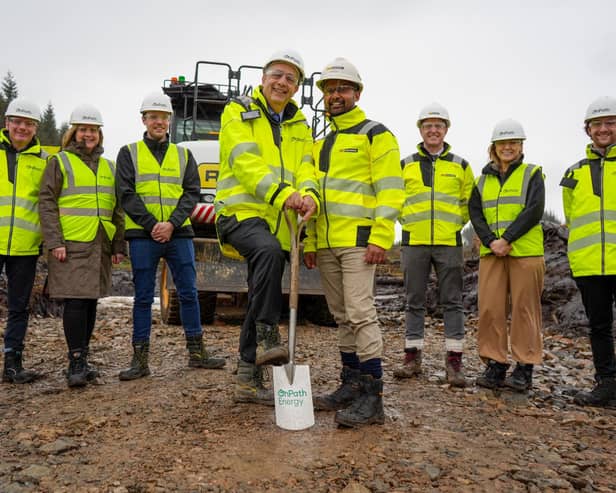 (L-R) Michael Brady (OnPath Energy), Lorna Hull (OnPath Energy), Alan Wells (OnPath Energy), Construction Director Martin Kellerman (OnPath Energy), Shakthivelu Thanghavel (RJ McLeod), Lorcan Hayes (RJ McLeod), Mhairi Grossett and Michael Newton (OnPath Energy).