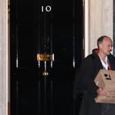 Prime Minister Boris Johnson's top aide Dominic Cummings leaves 10 Downing Street, London, with a storage box. Picture: Yui Mok/PA Wire