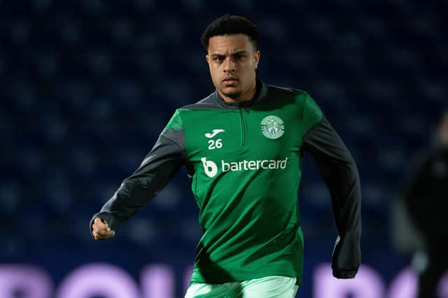 CJ Egan-Riley made his Hibs debut in the 1-1 draw at Ross County on Tuesday after joining on loan from Burnley. (Photo by Paul Devlin / SNS Group)