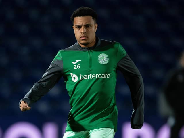 CJ Egan-Riley made his Hibs debut in the 1-1 draw at Ross County on Tuesday after joining on loan from Burnley. (Photo by Paul Devlin / SNS Group)