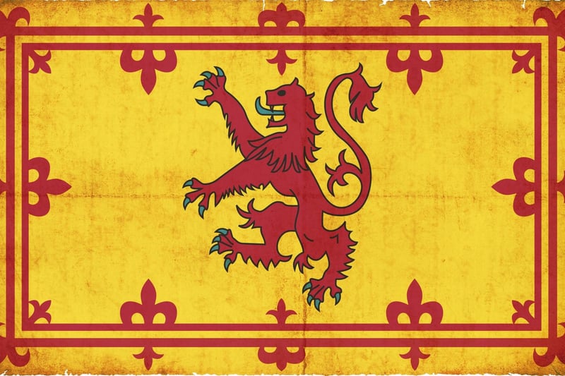 The Royal Banner of the Royal Arms of Scotland, also referred to as the 'Lion Rampant', acts as the Queen or King's official banner in Scotland. The earliest recorded use of this flag as a royal emblem in Scotland dates back to 1222 by Alexander II.