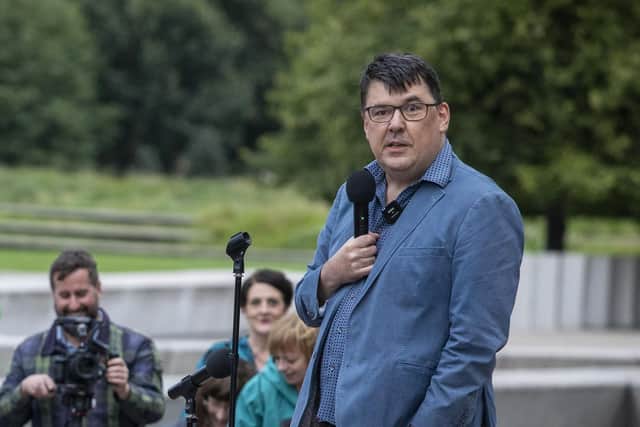 Graham Linehan performed his Fringe show by the Scottish Parliament after Leith Arches cancelled it (Picture: SWNS)