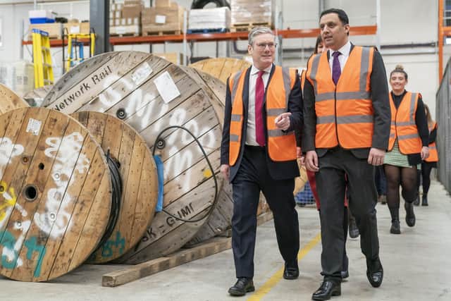 Labour leader Keir Starmer and Scottish Labour leader Anas Sarwar during their visit to the Siemens depot in Cambuslang. Picture: Jane Barlow/PA Wire
