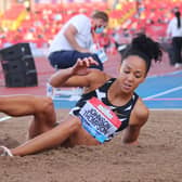 Katarina Johnson-Thompson competes in the women's long jump during last night's Diamond League meeting at Gateshead International Stadium.