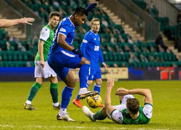 Kris Boyd couldn't understand what Alfredo Morelos was doing stamping on Ryan Porteous. Picture: SNS