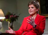 First Minister Nicola Sturgeon speaking with journalist Laura Kuenssberg (unseen), at Bute House, in Edinburgh, during an interview. Picture: Jeff Overs/AFP via Getty Images