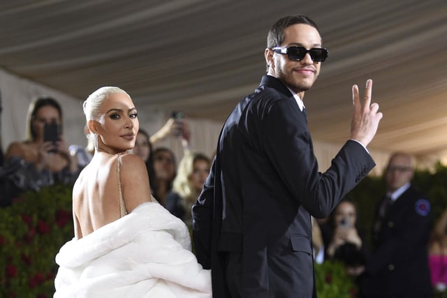 Kim Kardashian, left, and Pete Davidson attend The Metropolitan Museum of Art's Costume Institute benefit gala celebrating the opening of the "In America: An Anthology of Fashion". This year’s theme was Gilded Glamour and Kardashian was joined by other members of her famous family (Photo by Evan Agostini/Invision/AP)