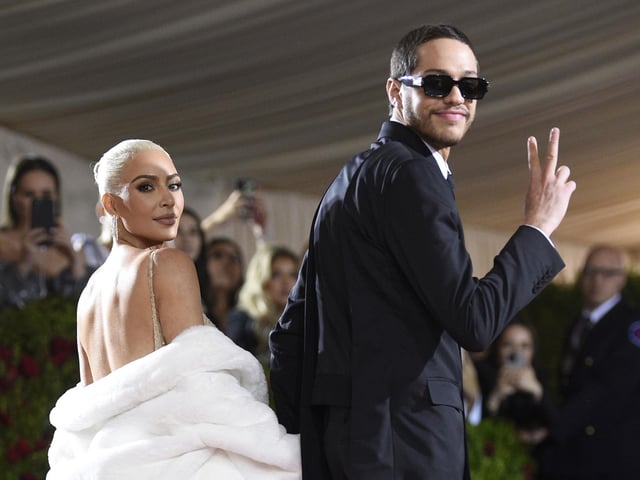 Kim Kardashian, left, and Pete Davidson attend The Metropolitan Museum of Art's Costume Institute benefit gala celebrating the opening of the "In America: An Anthology of Fashion". This year’s theme was Gilded Glamour and Kardashian was joined by other members of her famous family (Photo by Evan Agostini/Invision/AP)