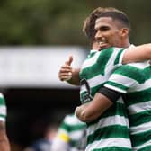 Celtic's Moritz Jenz (R) celebrates making it 2-1last week.  (Photo by Craig Williamson / SNS Group)