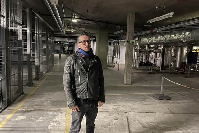 David Martin, creative director of Edinburgh's Hidden Door festival, inside its next venue, the former Scottish Widows offices on Dalkeith Road.