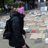 People take part in a Black Lives Matter protest rally in Glasgow Green