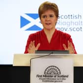 First Minister Nicola Sturgeon holding her daily press conference. (Photo by Andrew Milligan - WPA Pool/Getty Images)