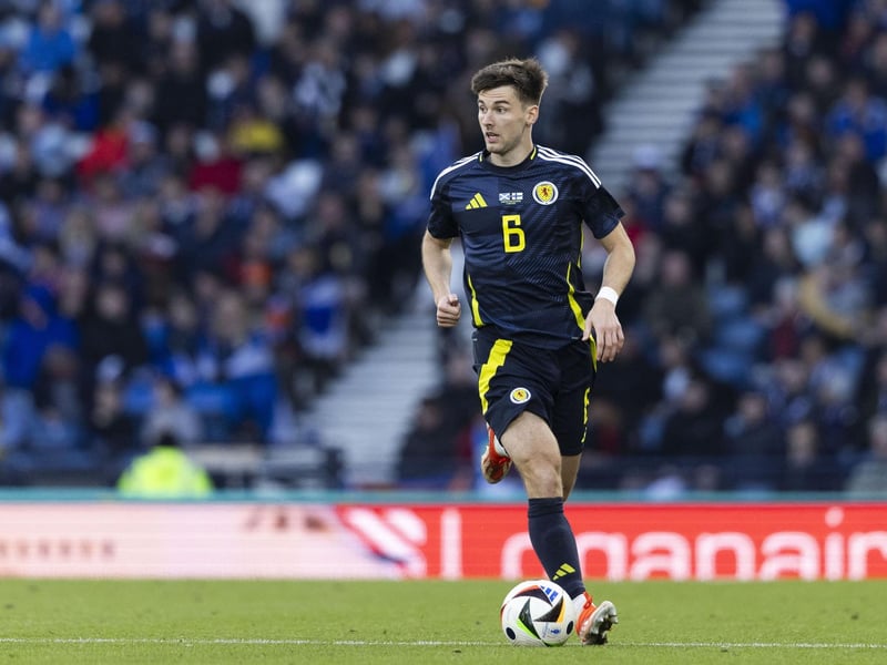 The Arsenal defender, who spent last season on loan at Real Sociedad, takes up his usual place on the left of the back three for his 46th cap.