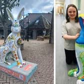 Bancon Group’s Pictish Hare in Scott Skinner Square, Banchory and Isla Jones with her winning Moongazer Leveret.