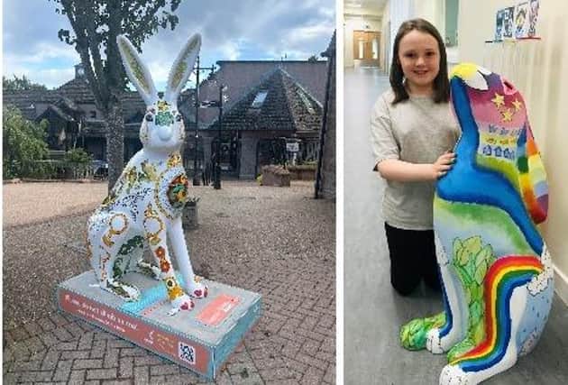 Bancon Group’s Pictish Hare in Scott Skinner Square, Banchory and Isla Jones with her winning Moongazer Leveret.