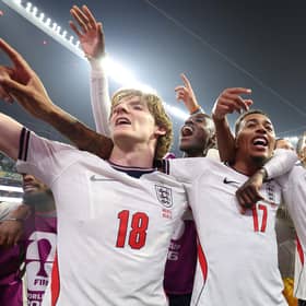 Jubilant England players celebrate their victory over Mexico which saw them go through to quarter-finals of the World Cup and a tie against Norway tonight (Picture: Charlotte Wilson/Getty Images)