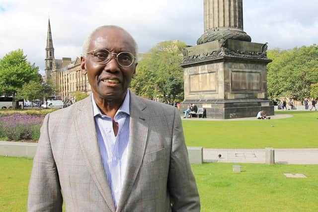 Sir Geoff Palmer, pictured at the Melville Monument in Edinburgh. Picture: Urquhart Media/BBC