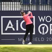 Georgia Halltees off on the first hole in the AIG Women's Open Pro-Am at Muirfield. Picture: Octavio Passos/Getty Images.