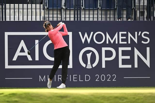 Georgia Halltees off on the first hole in the AIG Women's Open Pro-Am at Muirfield. Picture: Octavio Passos/Getty Images.