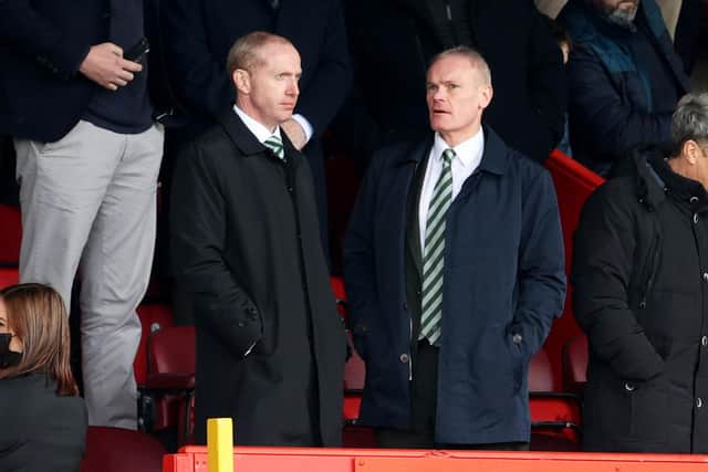 Celtic CEO Michael Nicholson (left) during the cinch Premiership match between Aberdeen and Celtic at Pittodrie.