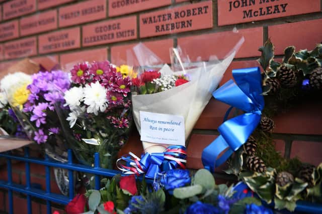 Rangers joined in 2019 with fans in commemorating those who died in the Ibrox disaster in the 1970s, with tributes laid at the stadium. Picture: John Devlin