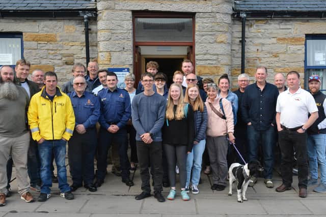 Volunteers from Stromness RNLI, some of whom helped save Louise Houghton's life after an abseiling accident in Orkney. Photo: Richard Clubley/RNLI/PA Wire