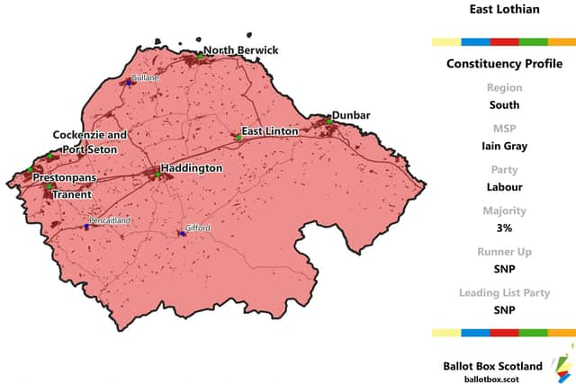 East Lothian constituency map. Picture: Allan Faulds/Ballot Box Scotland