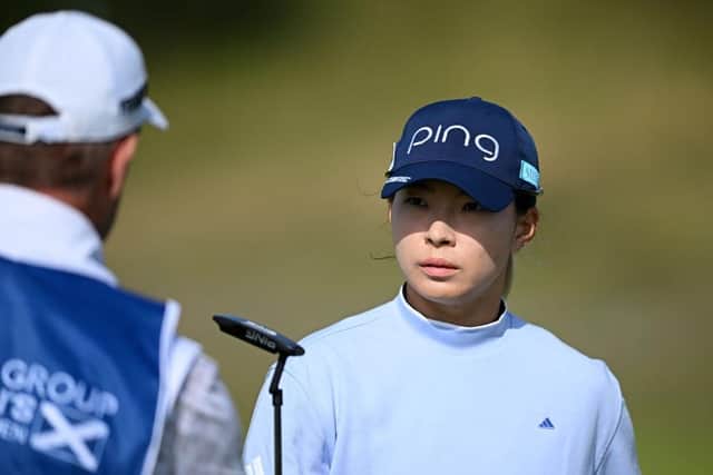 Hinako Shibuno, the 2019 AIG Women's Open champion, opened with a bogey-free eight-under-par 64 to set the pace at Dundonald Links. Picture: Octavio Passos/Getty Images.