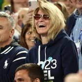 The parents of Serbia's Novak Djokovic, father Srdjan Djokovic (L) and mother Dijana Djokovic, react after he beats Russia's Andrey Rublev in the men's singles quarter-final match on day ten of the Australian Open tennis tournament in Melbourne on January 25, 2023. (Photo by DAVID GRAY/AFP via Getty Images)