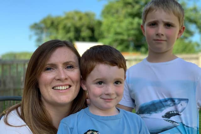 Pamela Dickson with her sons, Jake and Sam. Picture: Pam Dickson