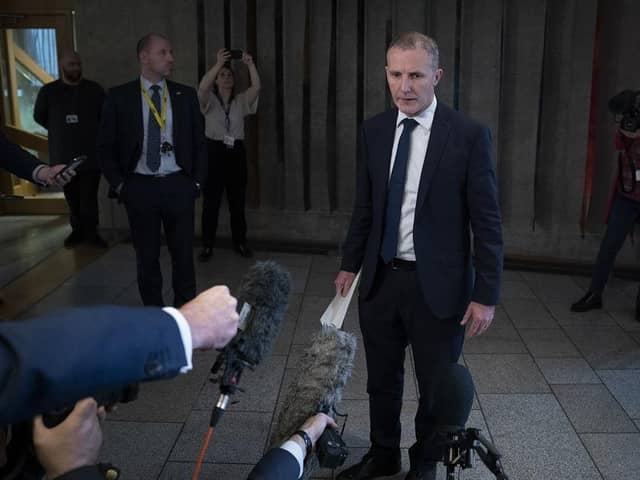 Minister for Health and Social Care Michael Matheson speaks to the media after making a personal statement to the chamber at the Scottish Parliament in Holyrood. Picture: Jane Barlow/PA Wire