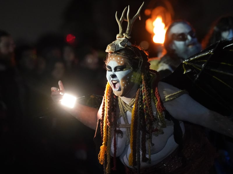 Performers during the Samhuinn Fire Festival in Holyrood Park, Edinburgh. Photo: Andrew Milligan/PA Wire
