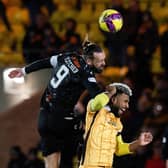 Dundee United's Steven Fletcher is a constant threat in the air. (Photo by Sammy Turner / SNS Group)