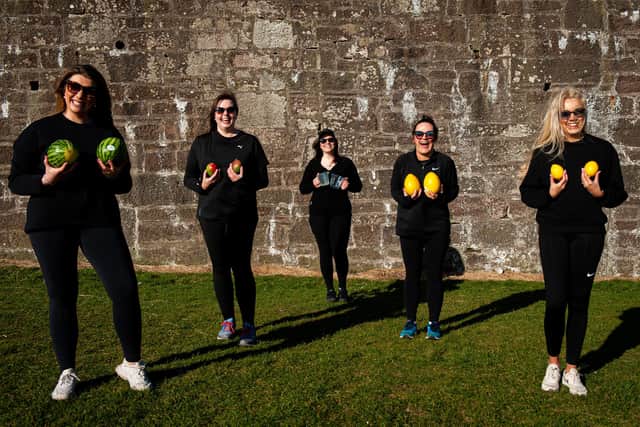From left to right is Heather Peebles, Caitlin McDonald, Becky Chapple, Kirsty Morrison, Amy Grieve - all five have worked on the campaign together picture: Wullie Marr