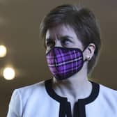 First Minister Nicola Sturgeon arrives for First Minister's Questions at the Scottish Parliament in Holyrood, Edinburgh. Picture: PA