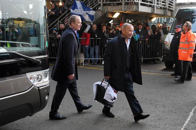 Eddie Jones arrives at Murrayfield for last year's Calcutta Cup match. Picture: Stu Forster/Getty Images