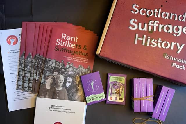 An Education Pack contains Suffragette Trump cards, booklets or zines on Rent Strikers & Suffragettes, lesson plans and teaching resources.