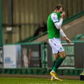 Hibs striker Christian Doidge will sit out the Boxing Day clash with Rangers. Picture: SNS