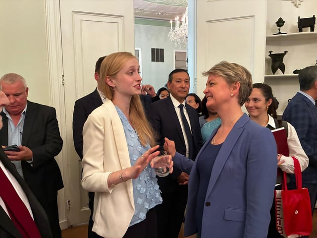 Lena Zielinska meeting the Foreign Secretary, Yvette Cooper MP.