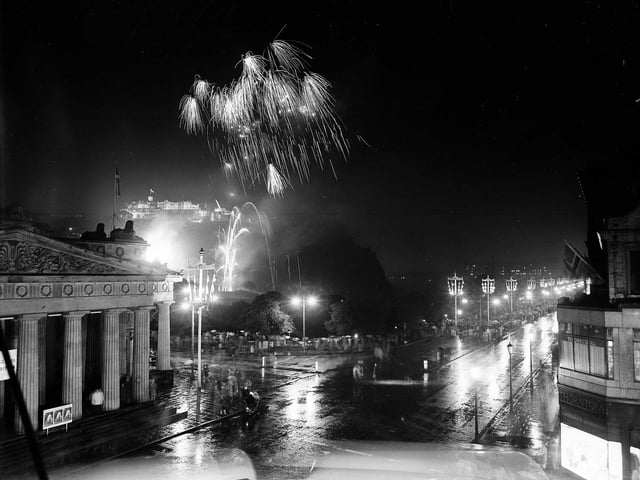 Festival fireworks open the 18th Edinburgh International Festival of Music and Drama in August 1964.