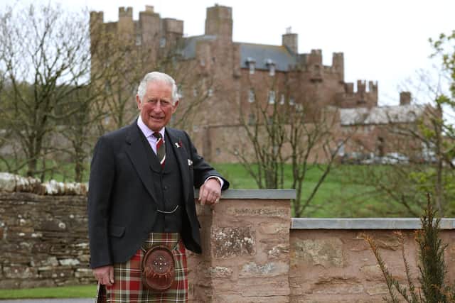 The Prince of Wales, known as the Duke of Rothesay while in Scotland, during a visit to The Castle of Mey in Caithness, where he officially opened the Granary Accommodation. Image: PA
