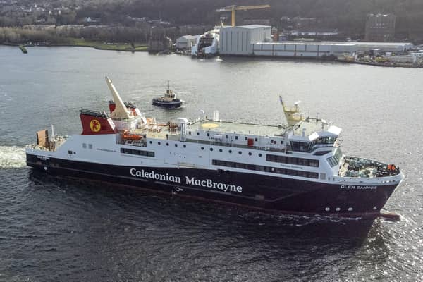 The Caledonian MacBrayne ferry MV Glen Sannox undergoes a sea trial in February. Photo: Jane Barlow/PA Wire