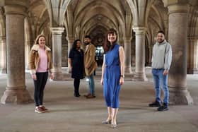 Left to right: Hannah Fisher of Start-up Drinks Lab, Arti Poddar and Usman Mohammed of Guy & Beard, Evelyn McDonald of Scottish Edge, and Scott McCulloch of TheVeganKind. Picture: Stewart Attwood