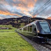A scenic train on the GoldenPass Express which runs between Montreux and Interlaken in Switzerland. Picture: MOB