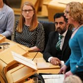 Humza Yousaf looks on as the Scottish Government's circular economy minister Lorna Slater makes a statement about the calamitous deposit return scheme (Picture: Andrew Milligan/PA)