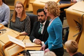 Humza Yousaf looks on as the Scottish Government's circular economy minister Lorna Slater makes a statement about the calamitous deposit return scheme (Picture: Andrew Milligan/PA)