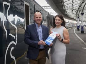 Caledonian Sleeper managing director Kathryn Darbandi with Mac Mackie, Managing Director of Mackie’s